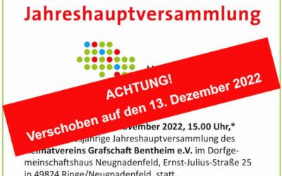 Neuer Termin: Jahreshauptversammlung Heimatverein Grafschaft Bentheim