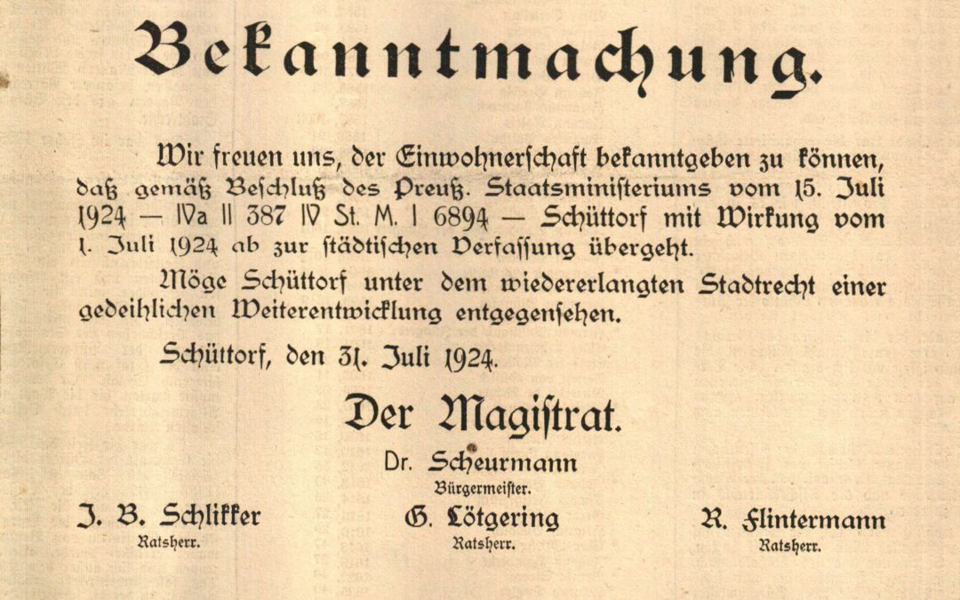 100 Jahre demokratische Stadtrechte Schüttorf